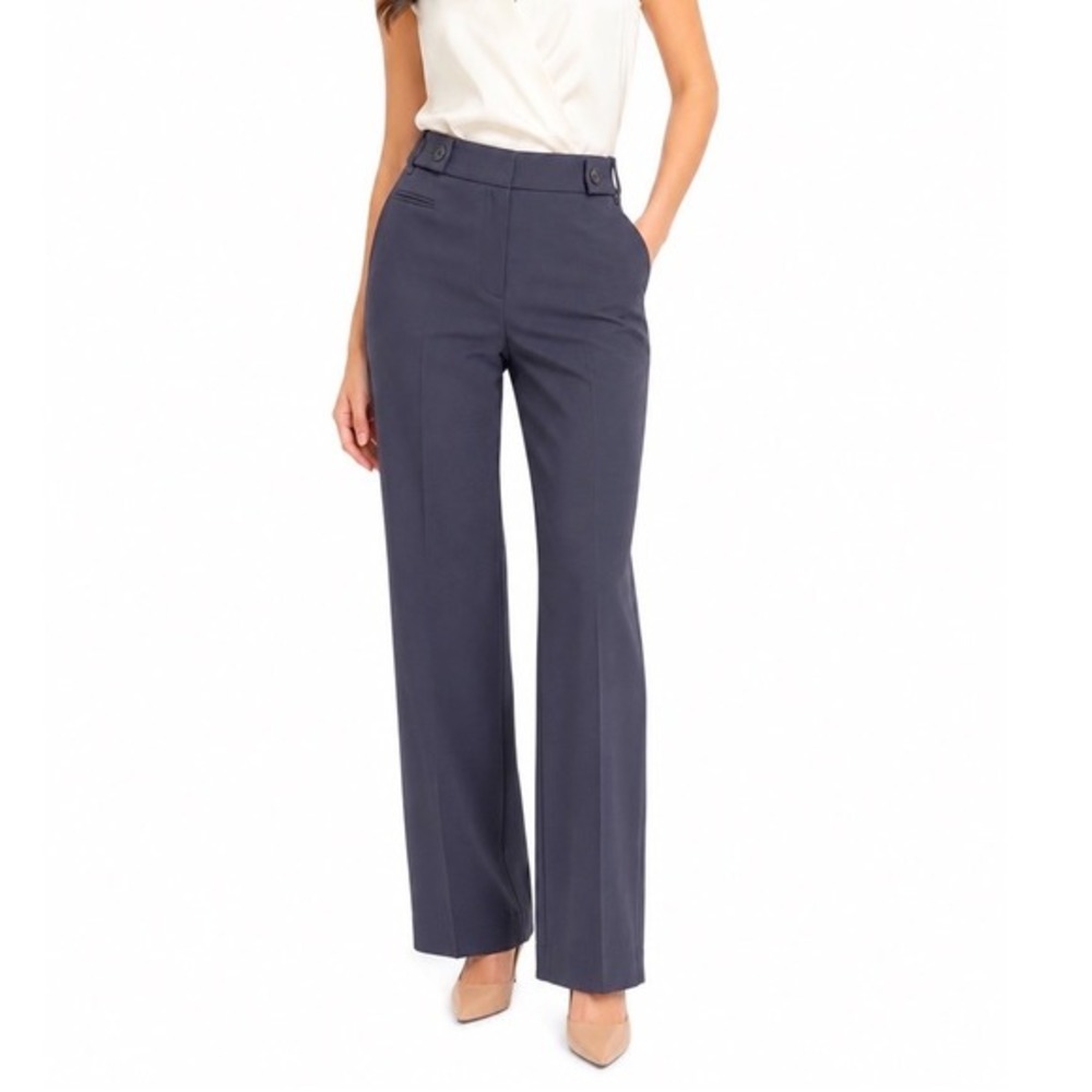 LOFT Kate Trousers‎ Blue Wide Leg Dress Pants 6 Preppy Chic Professional 7507